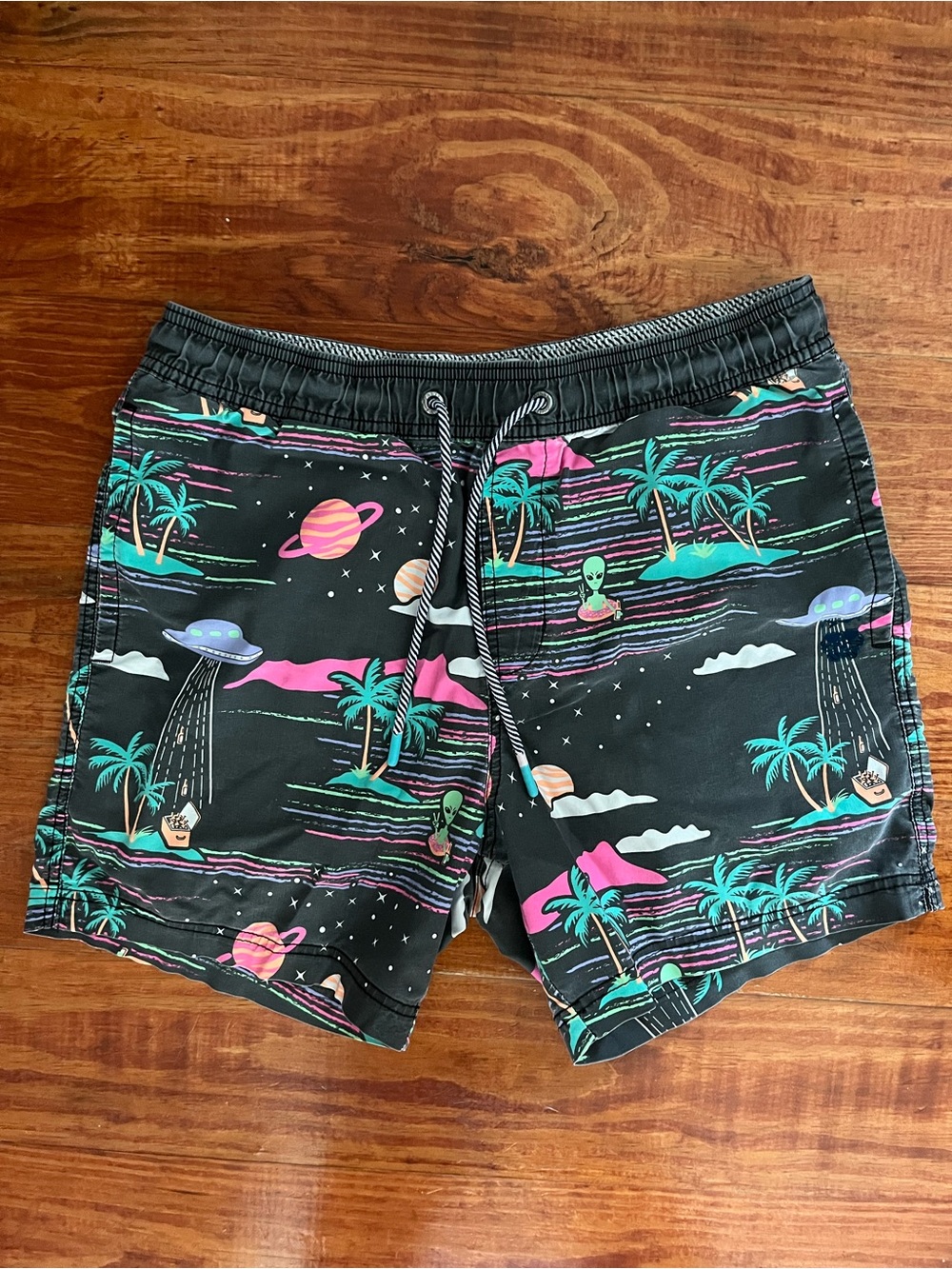 Party Pants Neon Black Swim Trunks UFO men’s Medium